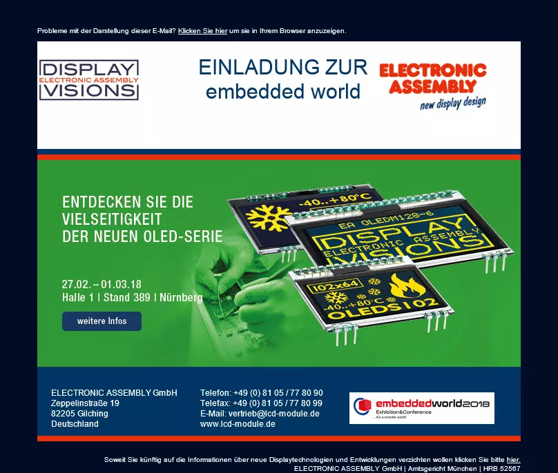 Newsletter 2018/01 embedded world 2018 Newsletter 2018/01 embedded world 2018