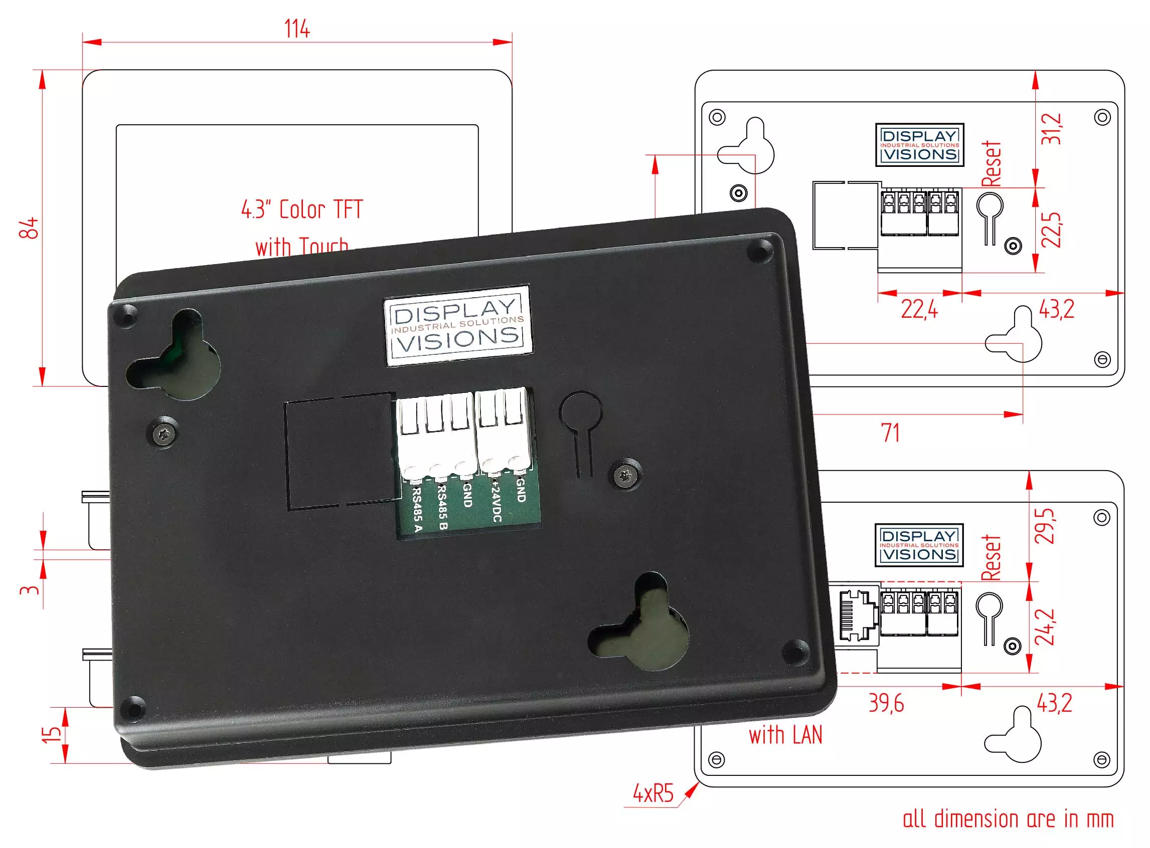 HMI mit Modbus zur Wandmontage und zum Frontplatteneinbau HMI mit Modbus zur Wandmontage und zum Frontplatteneinbau