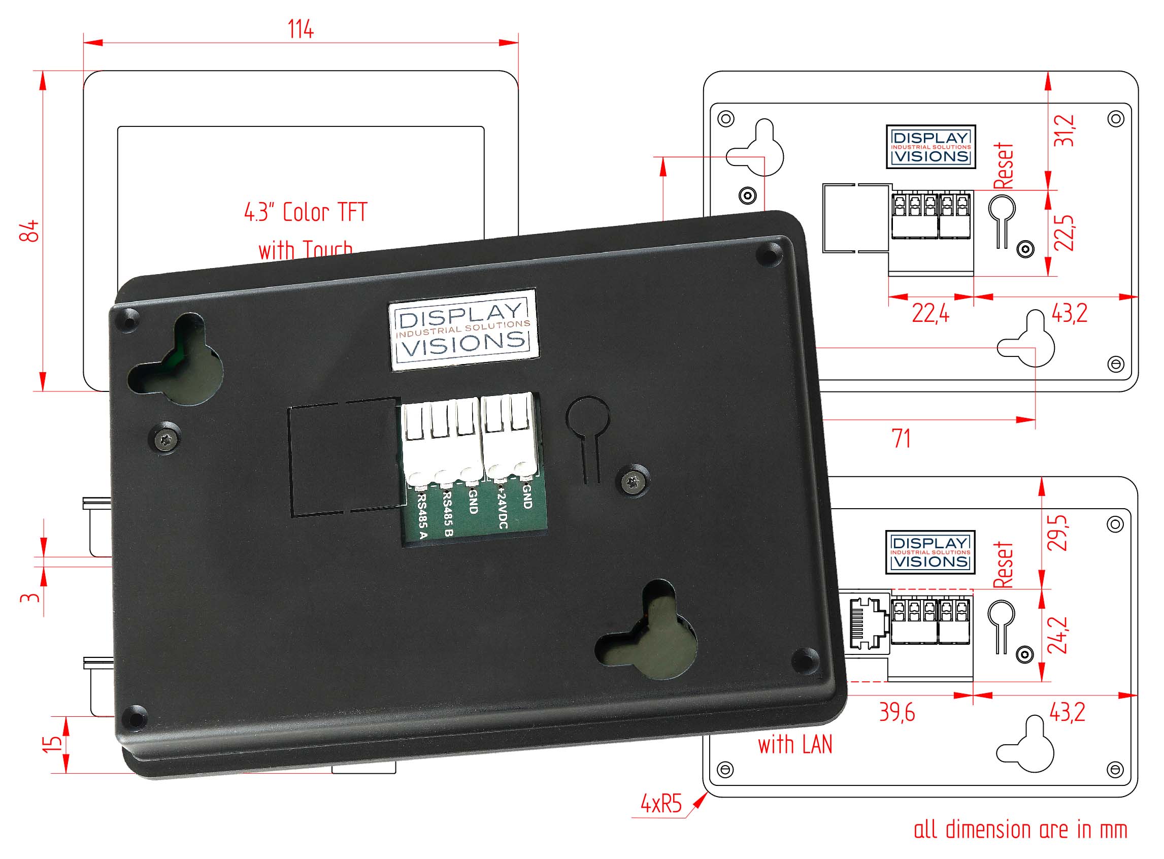 HMI mit Modbus zur Wanmontage und zum Frontplatteneinbau